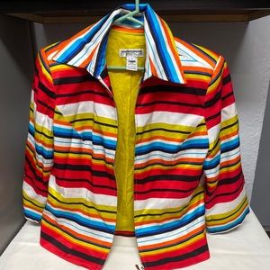 Mishca Lined Color Block Zip Up Blazer Jacket Small